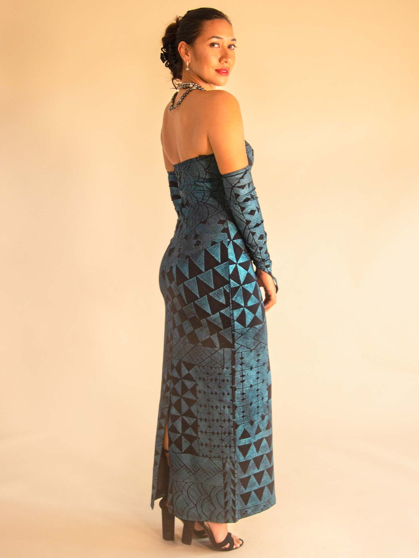 Mina Dress Long - Turquoise Pearl